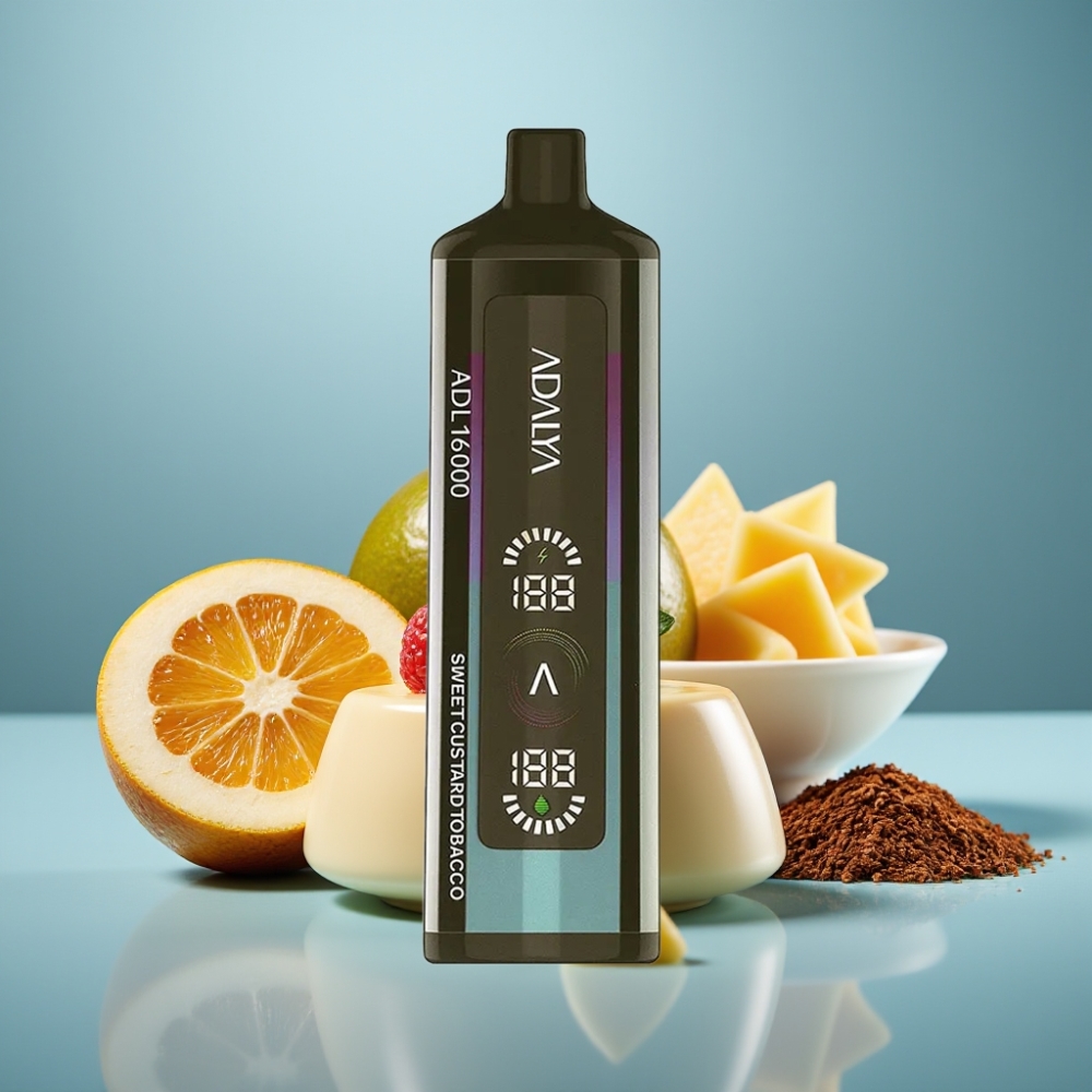 Adalya ADL 16000 PRO Puffs Jednorazové Vape Sladký Krémový Tabak s USB-C a Digitálnou Obrazovkou