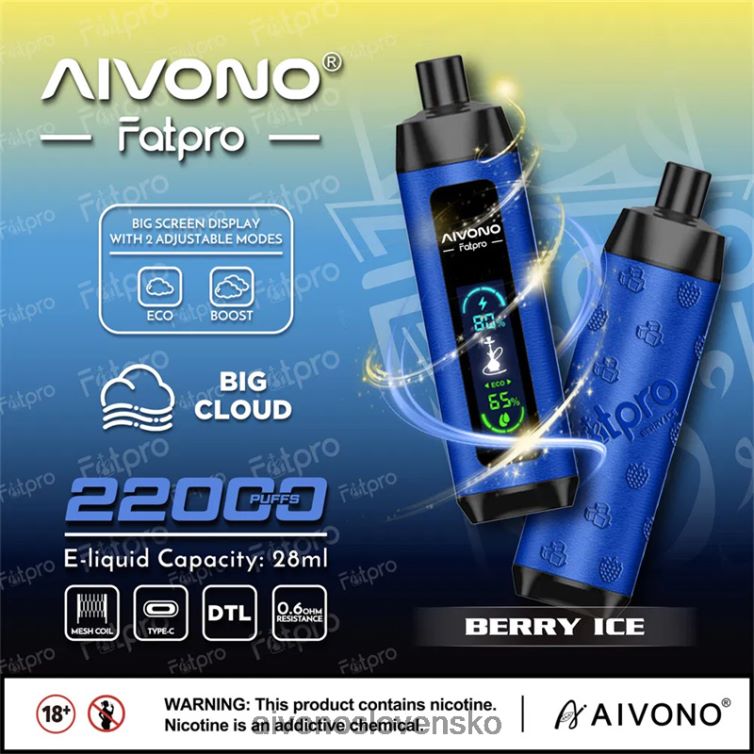 Aivono Puffs 62L8BJ10 Aivono Fatpro 22 000 bobuľový ľad