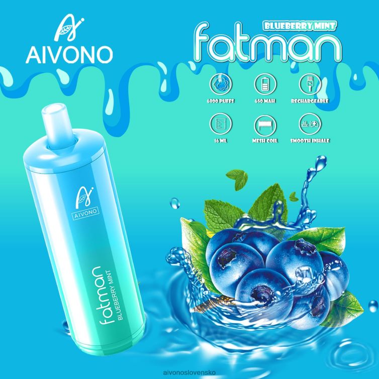 Aivono Puffs 62L8BJ22 Aivono FATMAN 6800 čučoriedková mäta