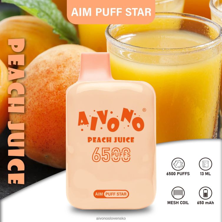 Aivono Puffs 62L8BJ289 Aivono AIM PUFF STAR 6500 broskyňová šťava