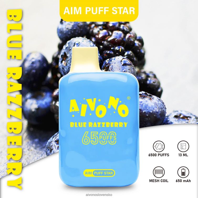 Aivono Puffs 62L8BJ292 Aivono AIM PUFF STAR 6500 modrá razzberry