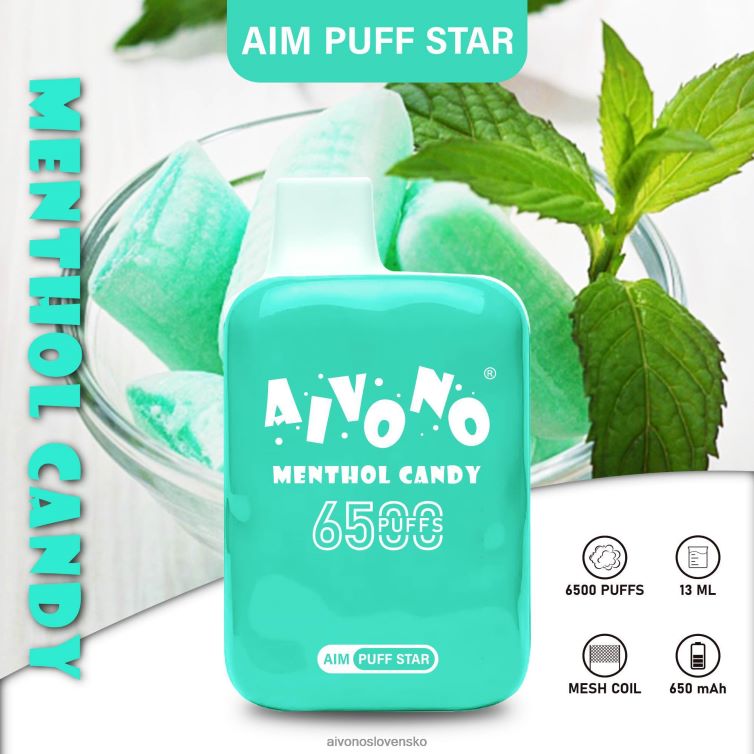 Aivono Puffs 62L8BJ295 Aivono AIM PUFF STAR 6500 mentolový cukrík