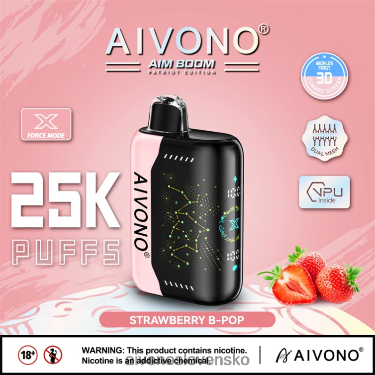 Aivono Puffs 62L8BJ352 Aivono AIM BOOM 25 000 jahodový b-pop