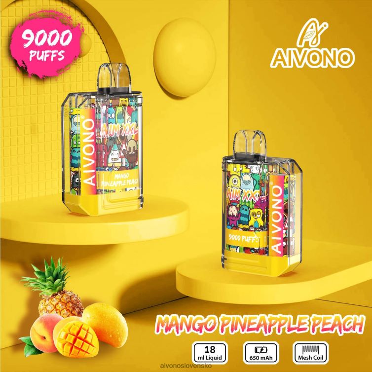 Aivono Puffs 62L8BJ49 Aivono AIM XXL Priehľadná nálepka na ústa 9000 mango ananás broskyňa