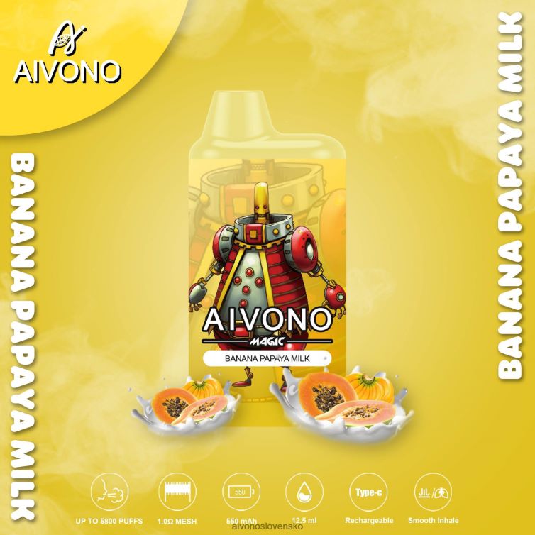 Aivono Puffs 62L8BJ94 Aivono AIM MAGIC 5800 krabičková cigareta banánovo papájové mlieko