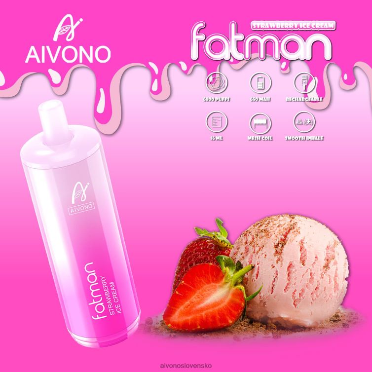 Aivono Vape Slovensko 62L8BJ21 Aivono FATMAN 6800 jahodová zmrzlina