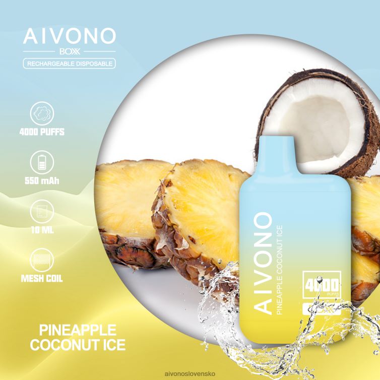 Aivono Vape Slovensko 62L8BJ222 Aivono AIM BOXX 4000 ananásový kokosový ľad