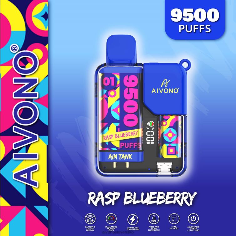 Aivono Vape Slovensko 62L8BJ33 Aivono AIM TANK 9500 malina čučoriedka