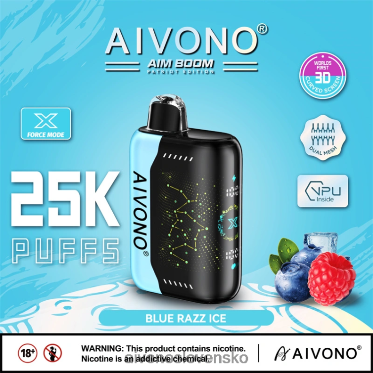 Aivono Vape Slovensko 62L8BJ345 Aivono AIM BOOM 25 000 modrý razz ľad