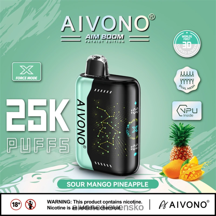 Aivono Vape Slovensko 62L8BJ351 Aivono AIM BOOM 25 000 kyslý mango ananás