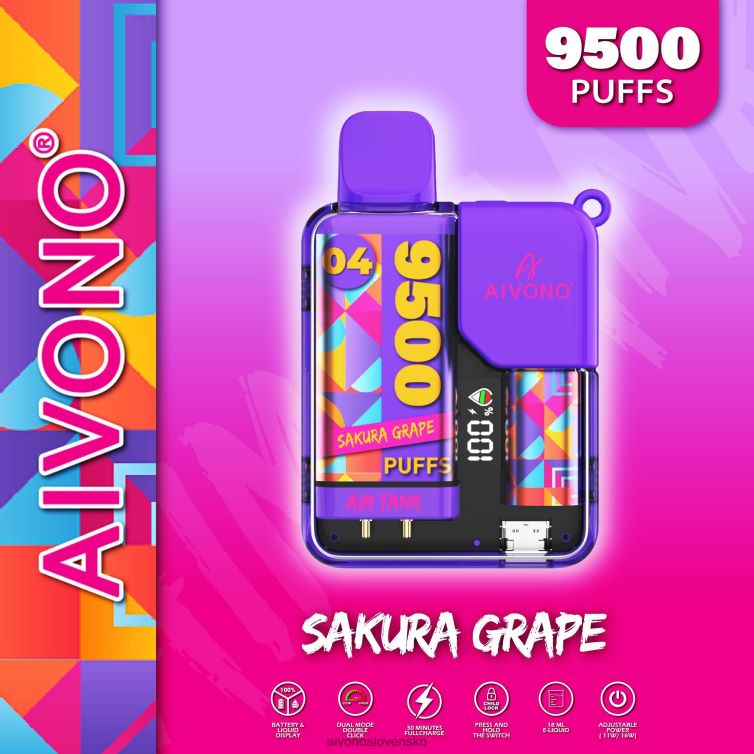 Aivono Vape Slovensko 62L8BJ36 Aivono AIM TANK 9500 hrozno sakura
