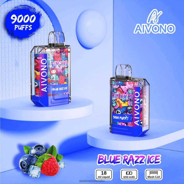 Aivono Vape Slovensko 62L8BJ54 Aivono AIM XXL Priehľadná nálepka na ústa 9000 modrý razz ľad