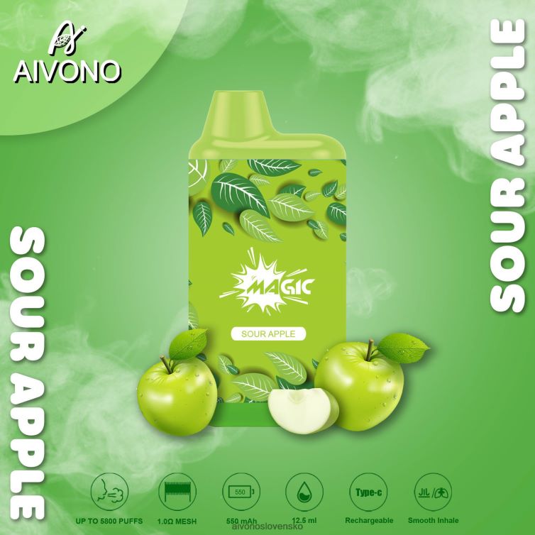 Aivono Vape Slovensko 62L8BJ87 Aivono AIM MAGIC 5800 krabičková cigareta kyslé jablko