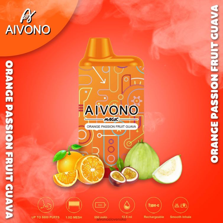 Aivono Vape Slovensko 62L8BJ90 Aivono AIM MAGIC 5800 krabičková cigareta pomarančová guava mučenka