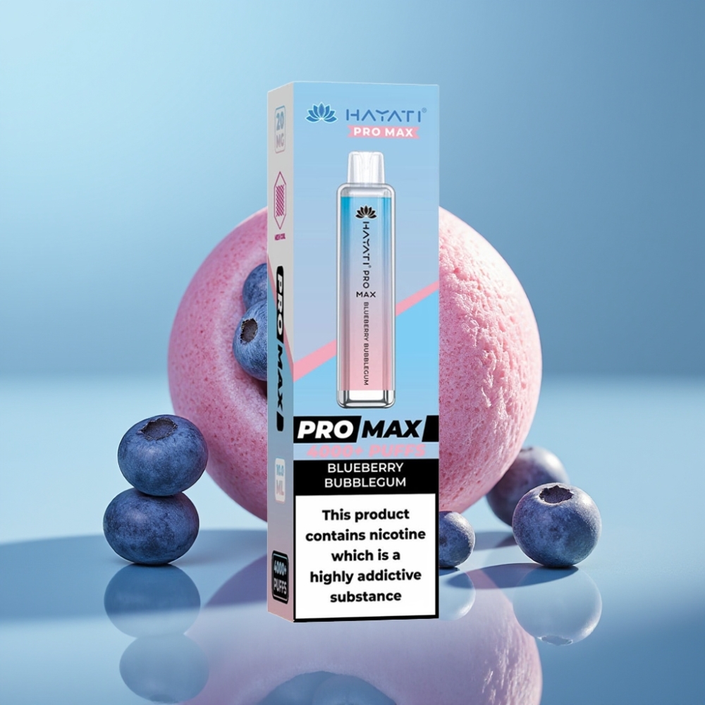 Hayati Pro Max 4000 Puffov Jednorázová E-cigareta Čučoriedková Žuvačka 5 Nikotín 1400mAh Batéria