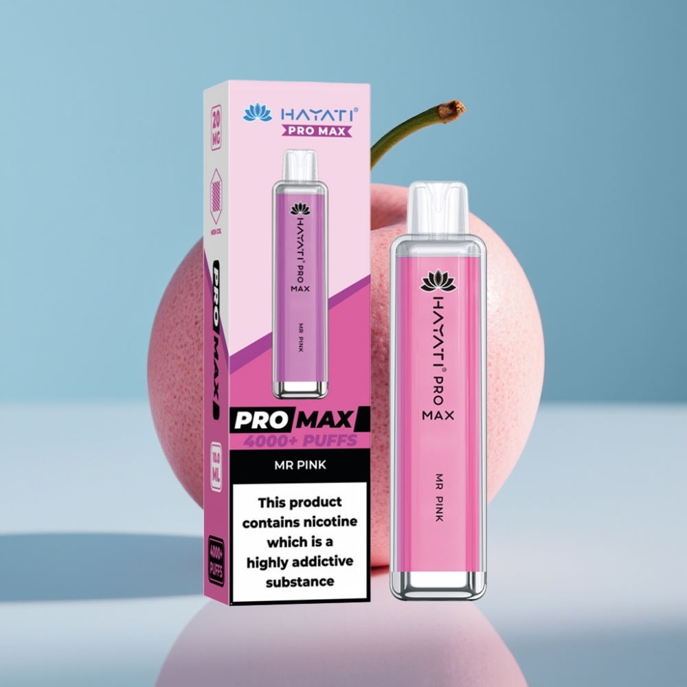 Hayati Pro Max 4000 Puffs Jednorazová E-cigareta Mr Ružová s 1400mAh batériou Hayati Pro Max 4000 Puffs Jednorazová E-cigareta s kryštálovým vzhľadom