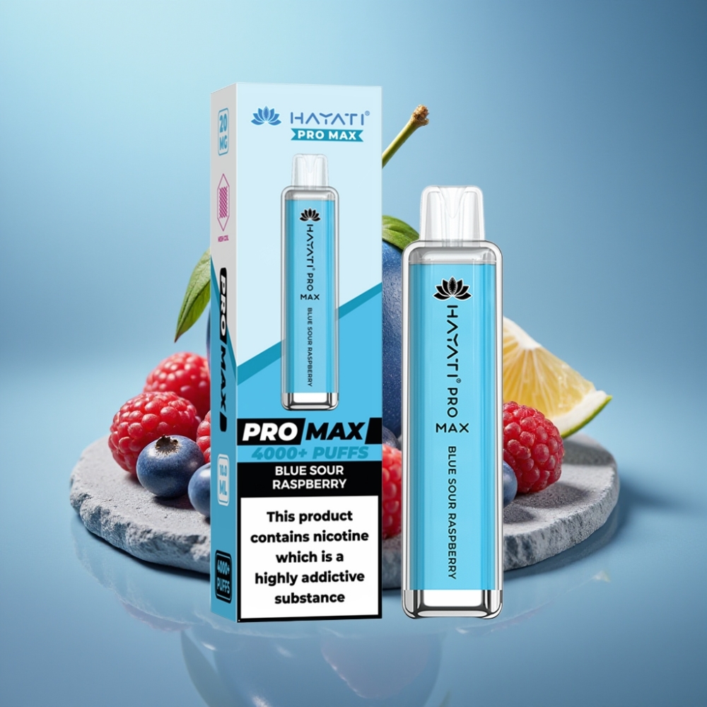 Hayati Pro Max 4000 Puffs Jednorazové Vape Modrá Kyslá Malina Hayati Pro Max 4000 Puffs Jednorazové Vape 2 Nikotín