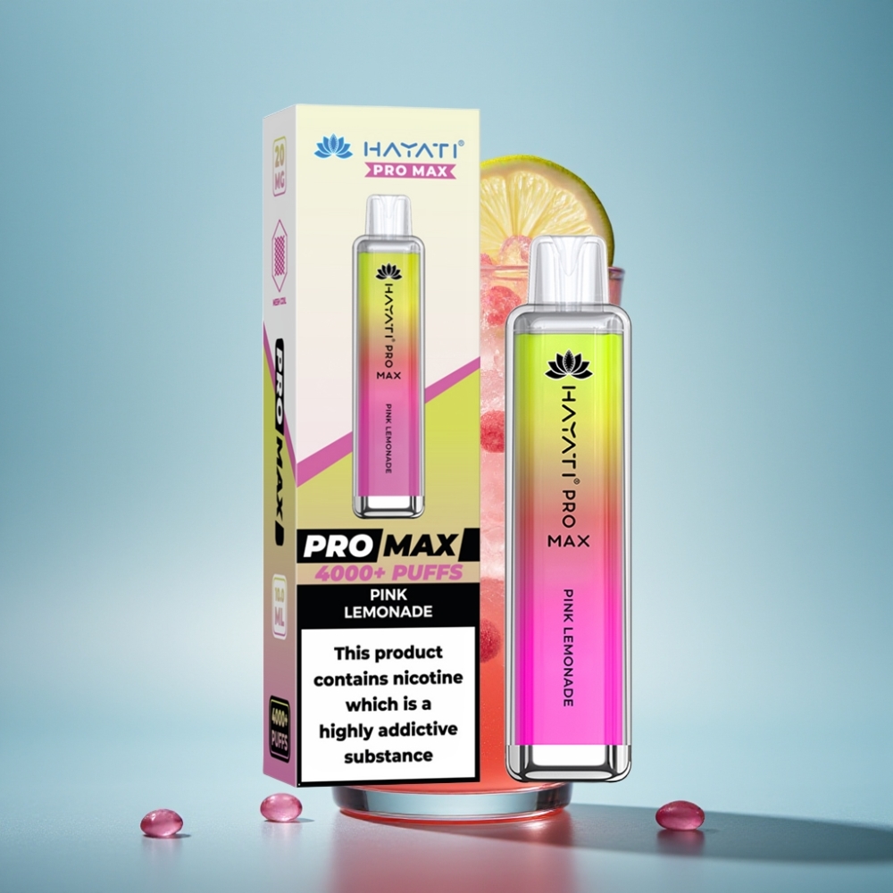 Hayati Pro Max 4000 Puffs Jednorazové Vape Ružová Limonáda s 5 Nikotínu