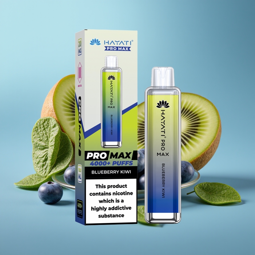 Hayati Pro Max 4000 Puffs Jednorazové Vape Čučoriedka-Kivi s 5 Nikotínu a 1400mAh Batériou