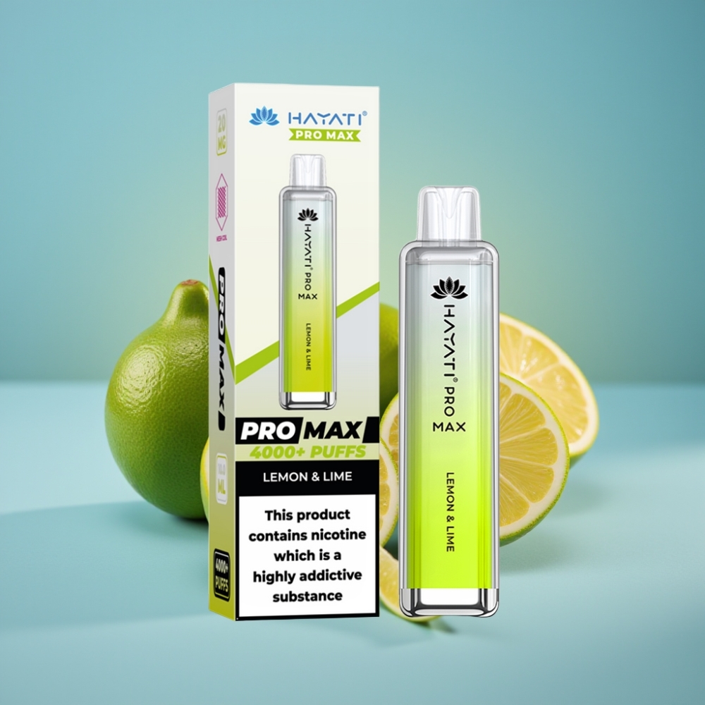 Hayati Pro Max 4000 Pufov Jednorazová E-cigareta Citrón  Limetka 5 Nikotín Hayati Pro Max 4000 Pufov Jednorazová E-cigareta 1400mAh Batéria