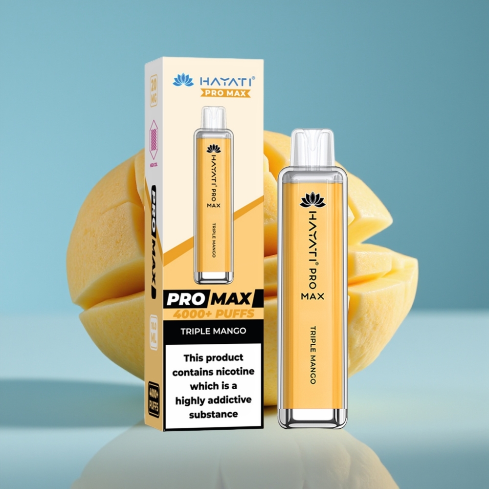 Hayati Pro Max 4000 Pufov Jednorazové Vape Triple Mango 5 Nikotín Hayati Pro Max 4000 Pufov Jednorazové Vape 1400mAh Batéria