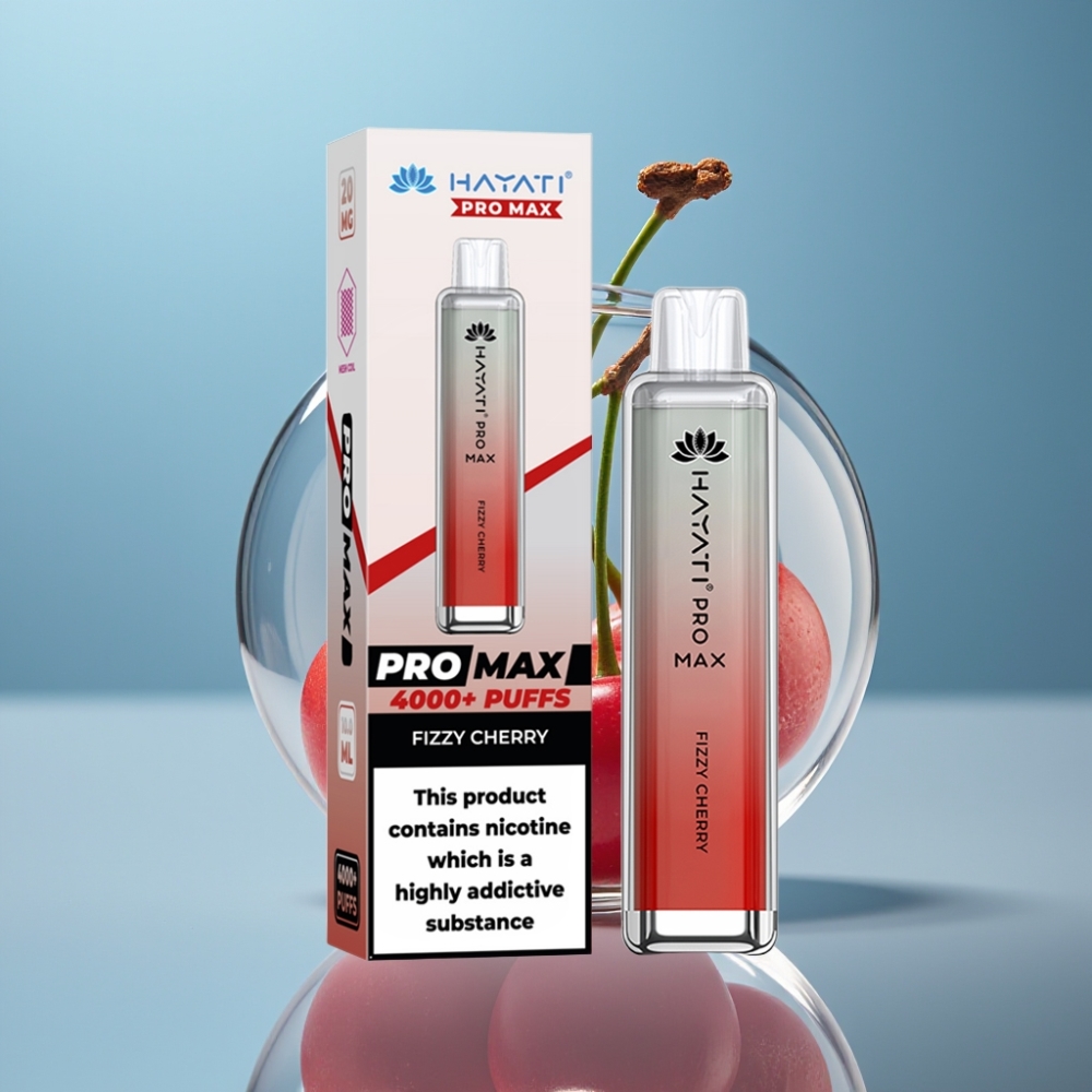 Hayati Pro Max 4000 Pufov Jednorazové Vape Šumivá Čerešňa 5 Nikotínu Hayati Pro Max 4000 Pufov Jednorazové Vape 1400mAh Batéria