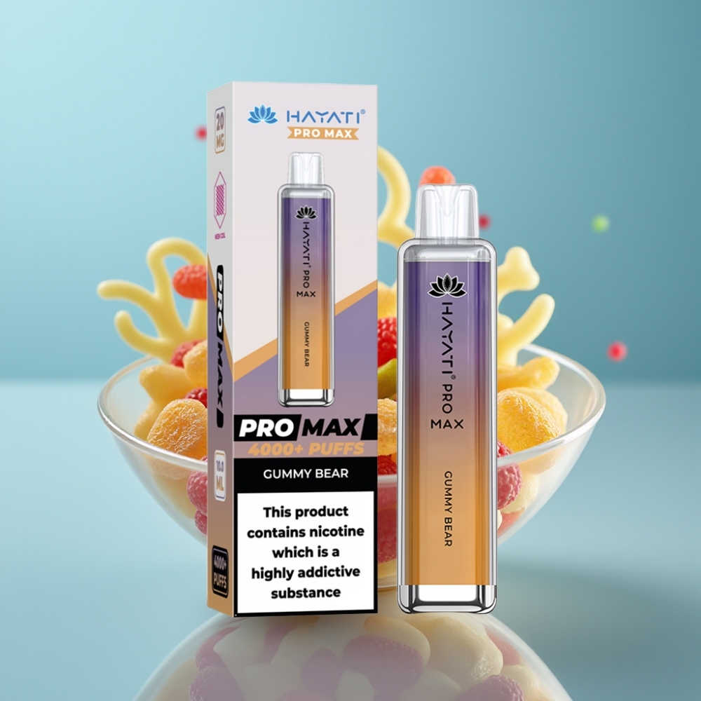 Hayati Pro Max 4000 Púfov Jednorazové Vape Gummy Bear 5 Nikotín Hayati Pro Max 4000 Púfov Jednorazové Vape 1400mAh Batéria