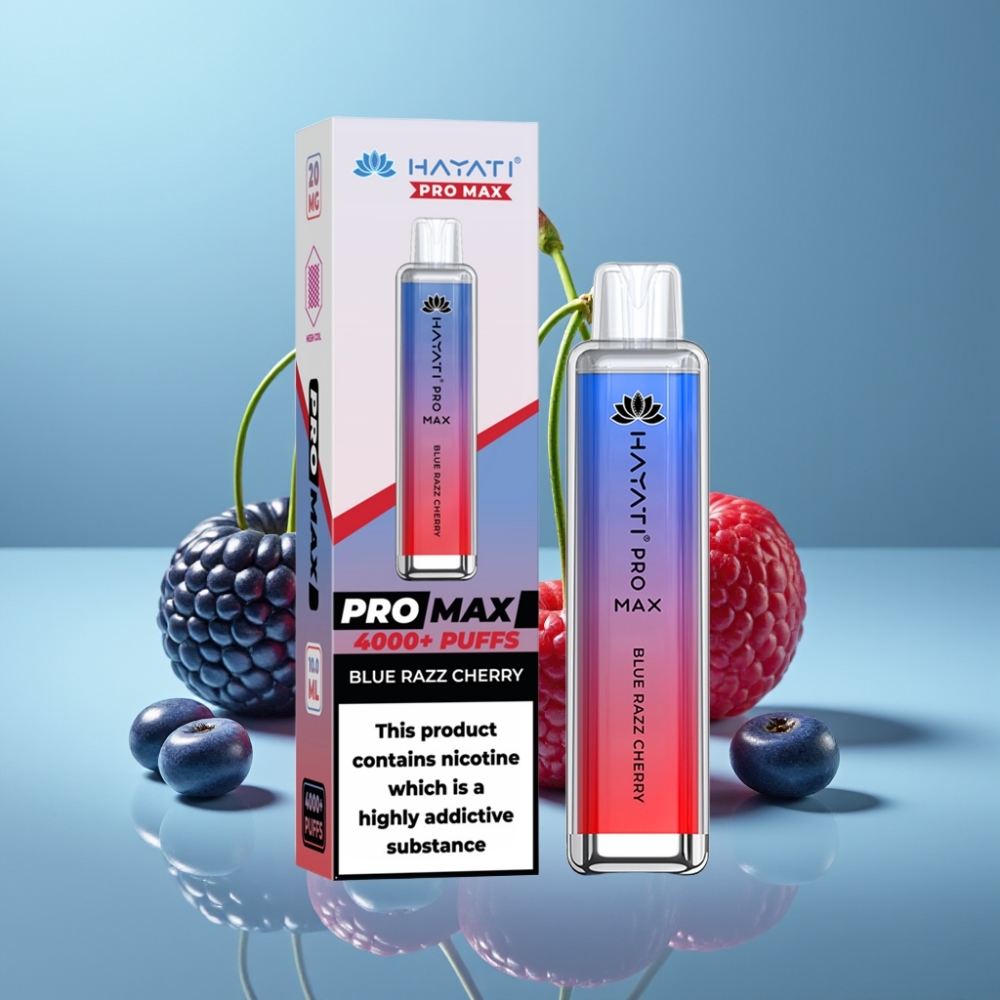 Hayati Pro Max 4000 Púfov Jednorazové Vape Modrá Malina Čerešňa s 5 Nikotínom Hayati Pro Max 4000 Púfov Jednorazové Vape s 1400mAh Batériou