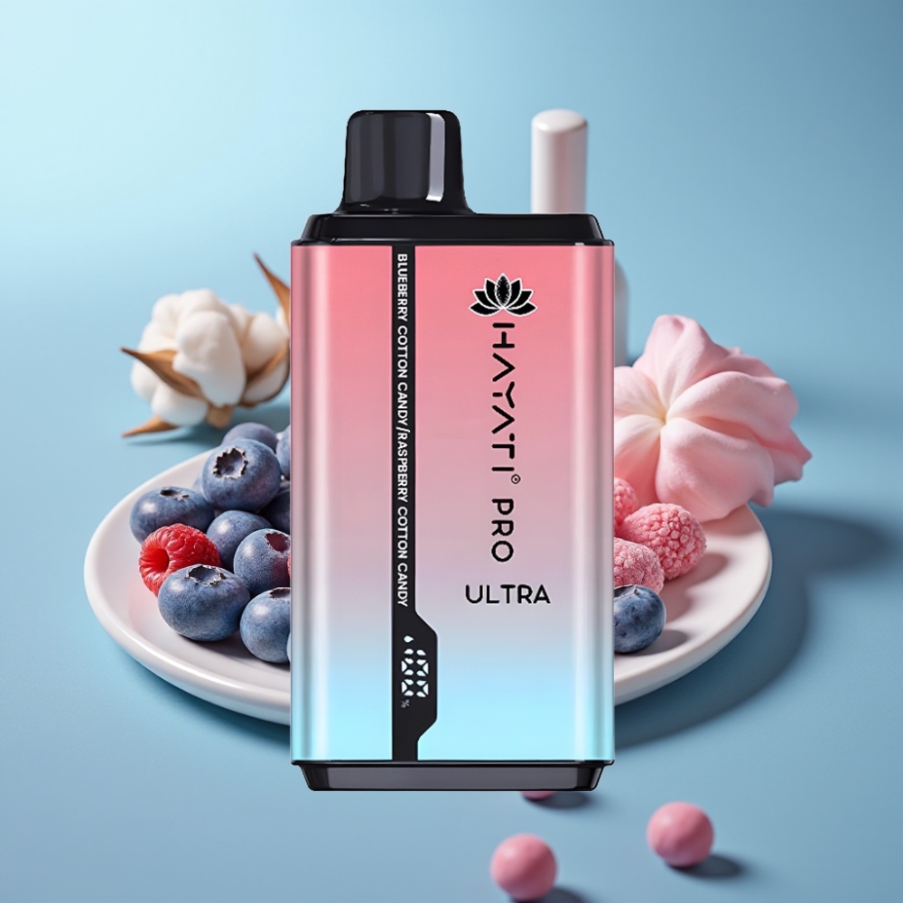 Hayati Pro Ultra 15000 Puffs Dispo Vape Borůvka Cukrová Vata Malina Cukrová Vata 2×12ml 2