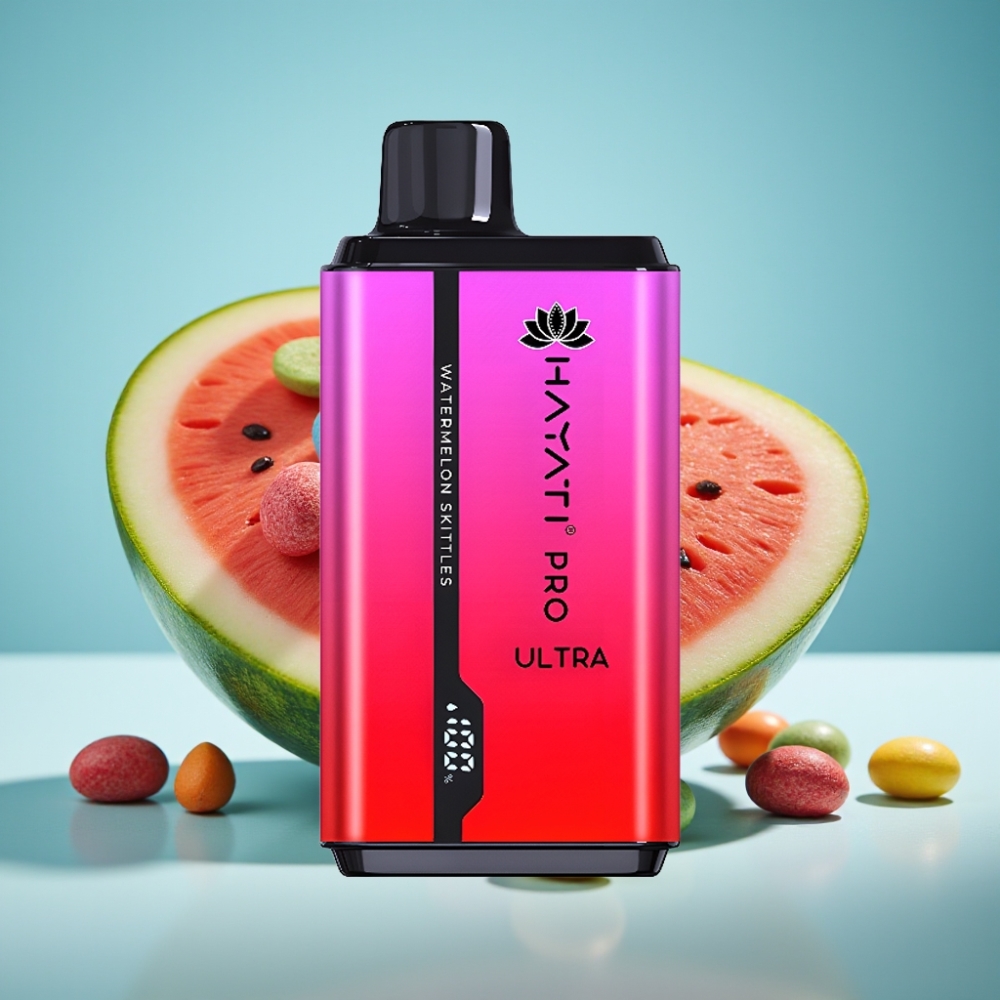 Hayati Pro Ultra 15000 Puffs Dispožable Vape Vodný Melón Skittles 2×12ml