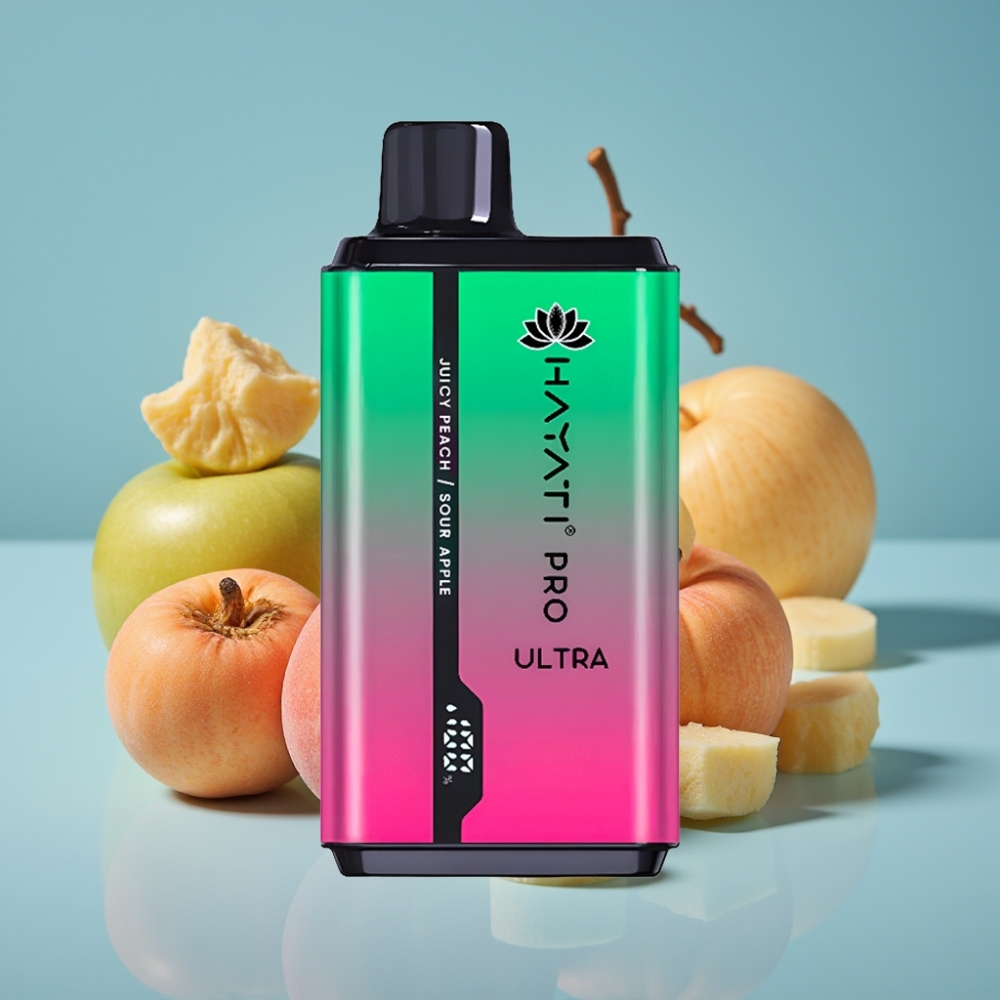 Hayati Pro Ultra 15000 Puffs Jednorazové Vape Jablko Broskyňa a 2×12ml