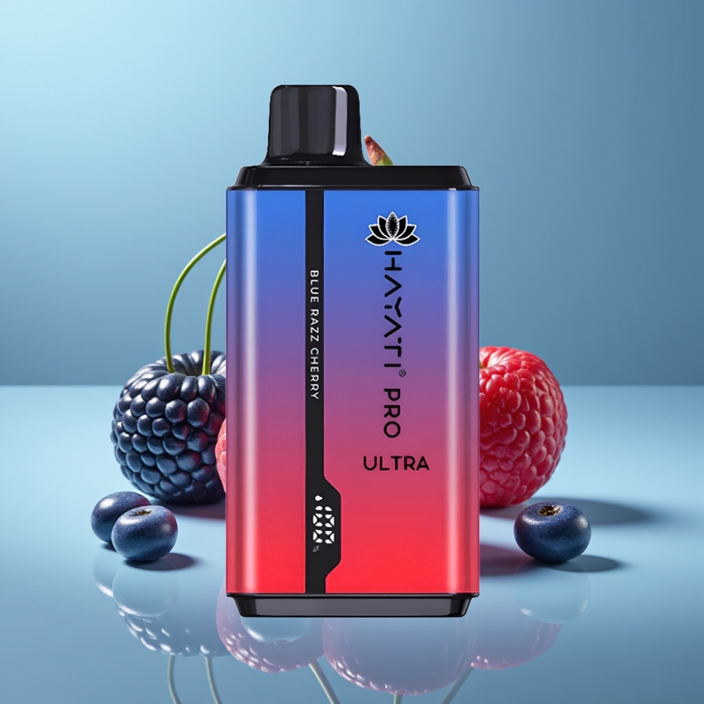 Hayati Pro Ultra 15000 Puffs Jednorazové Vape Modrá Malina Čerešňa 2×12ml
