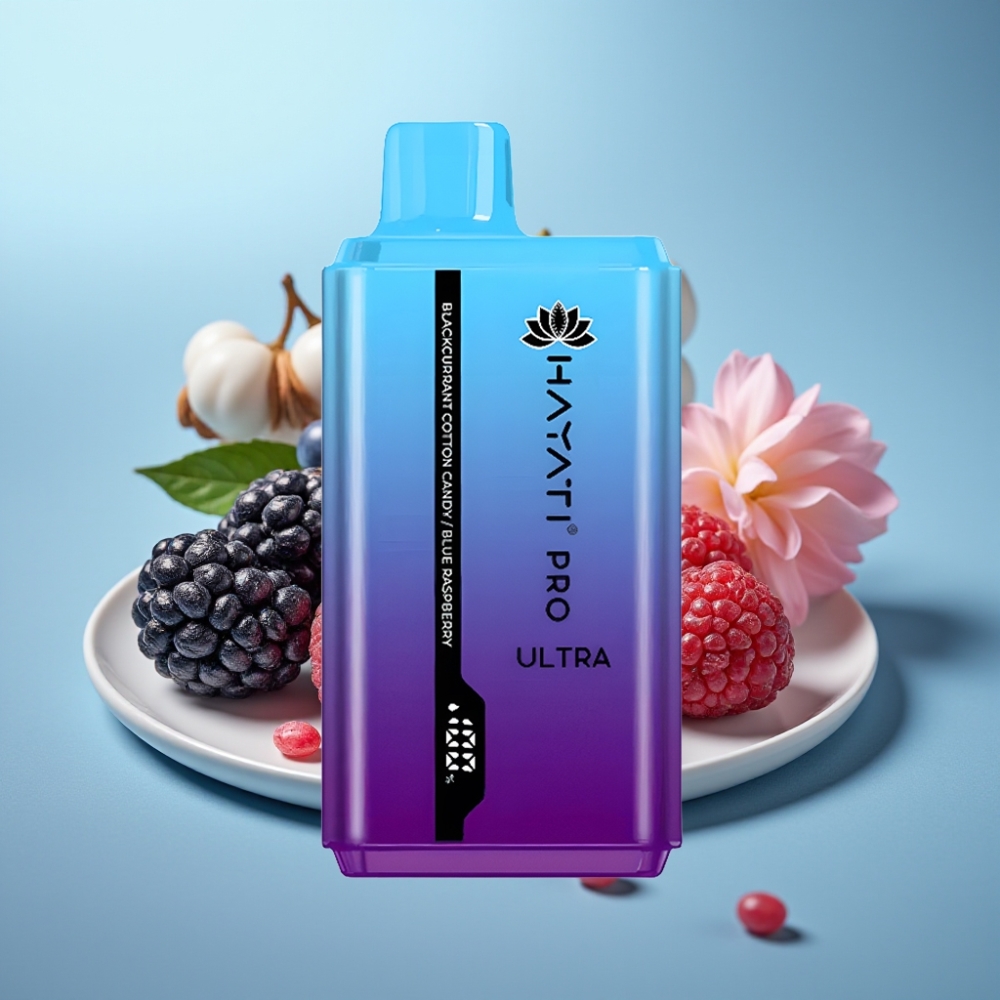 Hayati Pro Ultra 15000 Puffs Jednorazové Vape Čierne ríbezle Vatová cukrovina Modré maliny 2×12ml