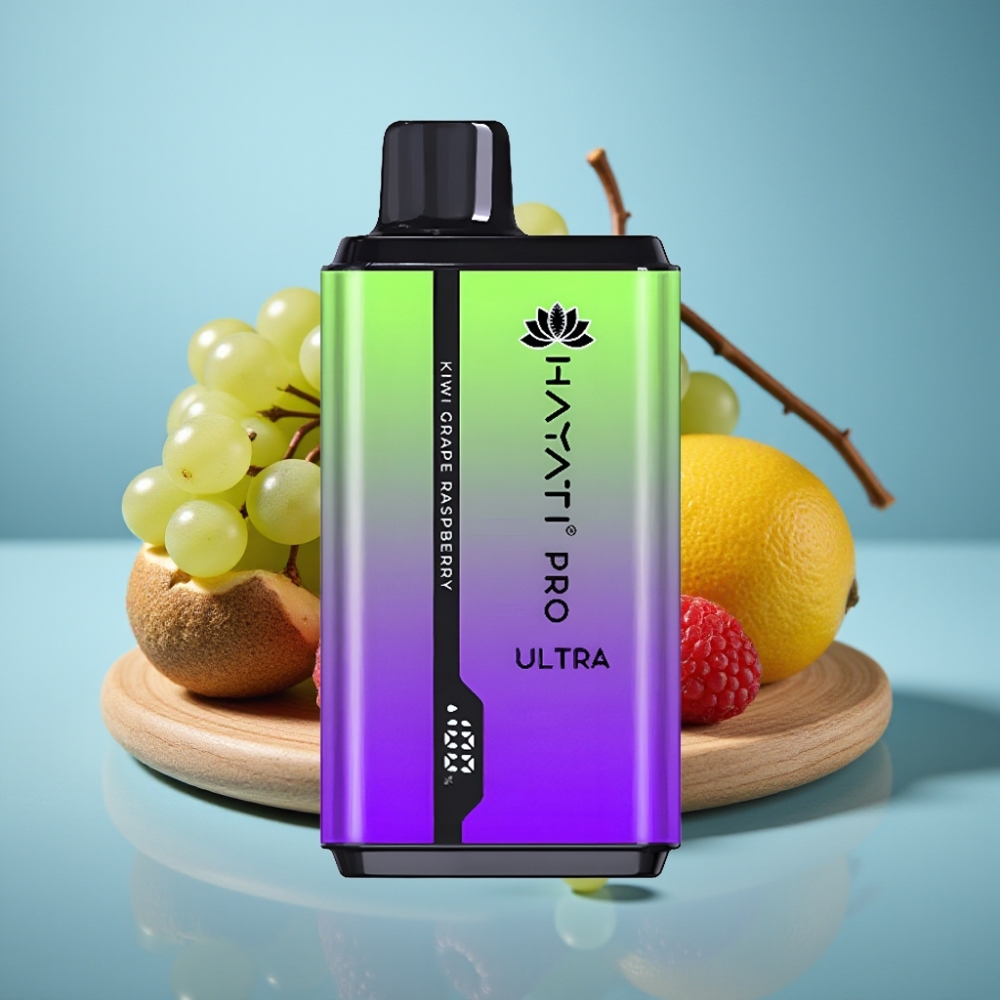 Hayati Pro Ultra 15000 Puffs Jednorázová Vape Kiwi Hrozno Malina 2×12ml
