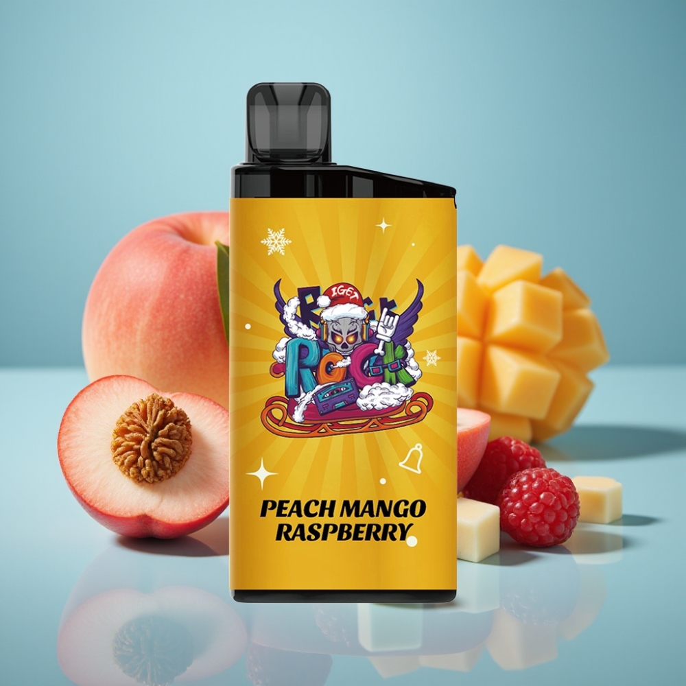 IGET Bar 3500 Puffs Jednorázová E-cigareta Broskyňa Mango Malina 1400 mAh