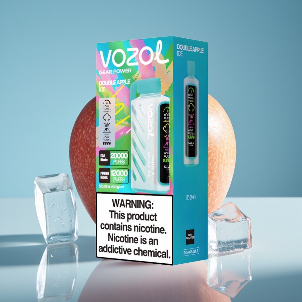 VOZOL Gear Power 20000 Puffs Jednorazové Vape Dvojité Jablko Ľad s SiLC Tech a 20mL