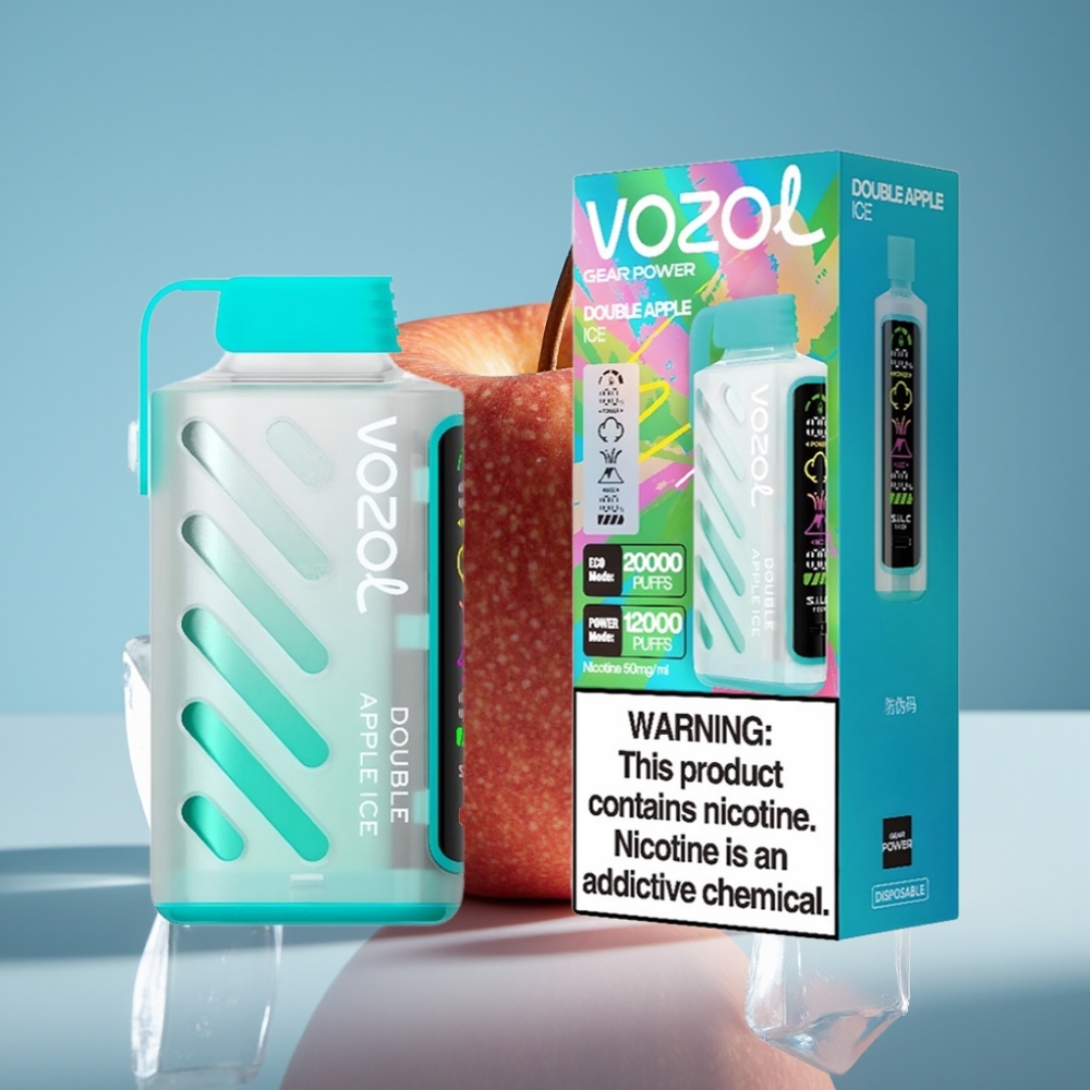 VOZOL Gear Power 20000 Puffs Jednorazové Vape Dvojité Jablko Ľad s SiLC Tech a 20mL