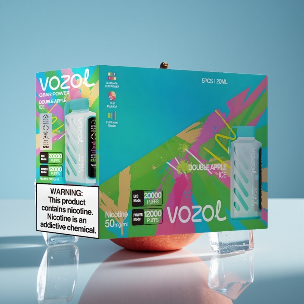 VOZOL Gear Power 20000 Puffs Jednorazové Vape Dvojité Jablko Ľad s SiLC Tech a 20mL