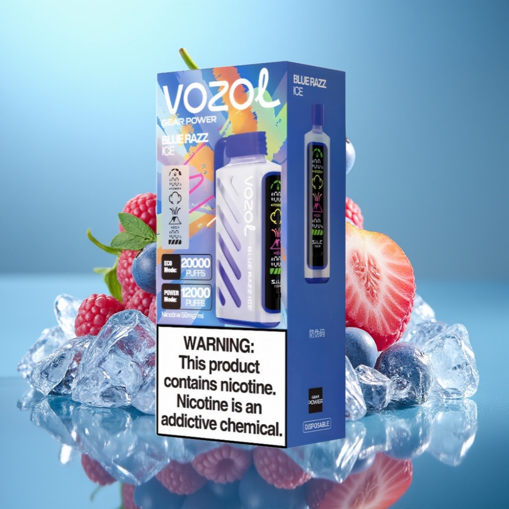 VOZOL Gear Power 20000 Puffs Jednorazové Vape Modrá Malina Ľad s 20mL a Dual Mesh Coil