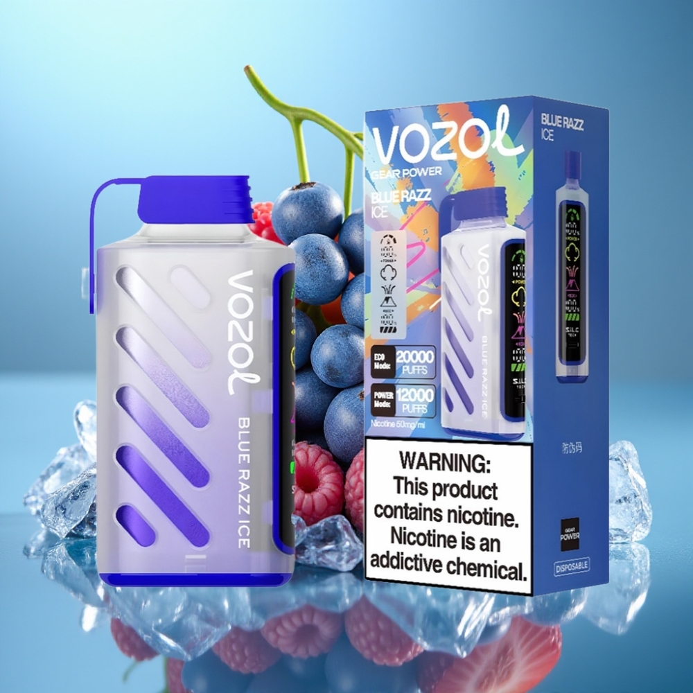 VOZOL Gear Power 20000 Puffs Jednorazové Vape Modrá Malina Ľad s 20mL a Dual Mesh Coil