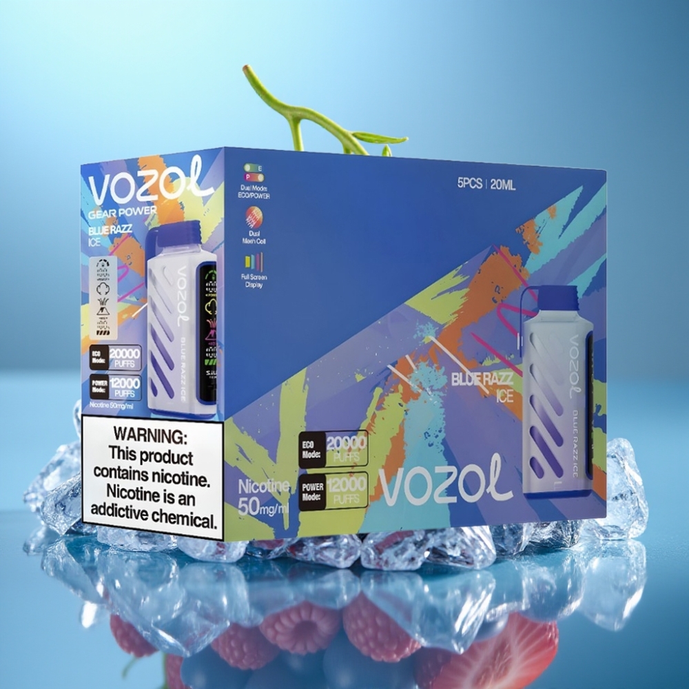 VOZOL Gear Power 20000 Puffs Jednorazové Vape Modrá Malina Ľad s 20mL a Dual Mesh Coil
