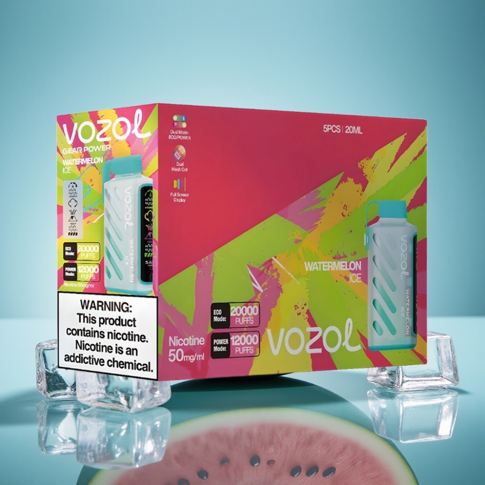 VOZOL Gear Power 20000 Puffs Jednorazové Vape Vodný melón Ice s 20mL a SiLC Tech