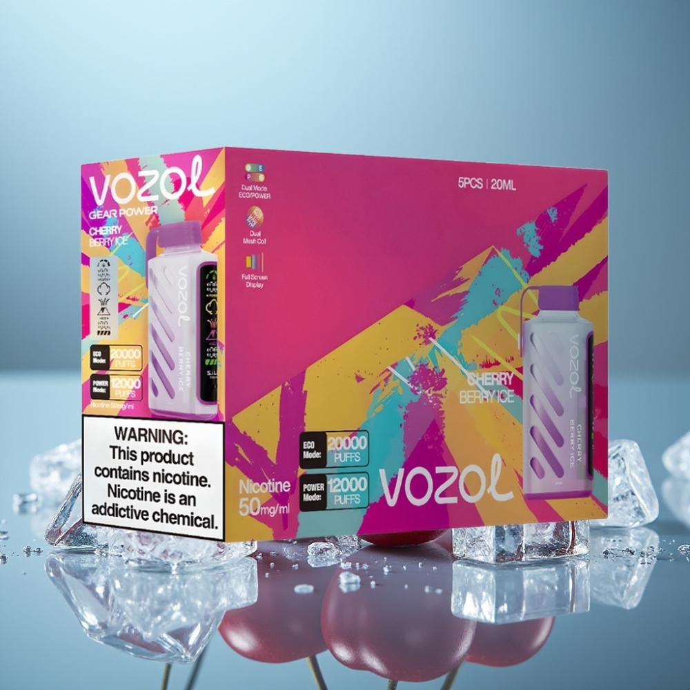 VOZOL Gear Power 20000 Puffs Jednorazové Vape Čerešňa Bobuľa Ľad s SiLC Tech a 20mL