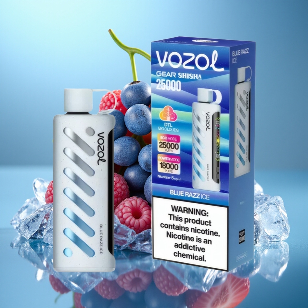 VOZOL Gear Shisha 25000 Puffs Duálne Mrežkové Režimy Modrá Malina Ľad Jednorazové Vape