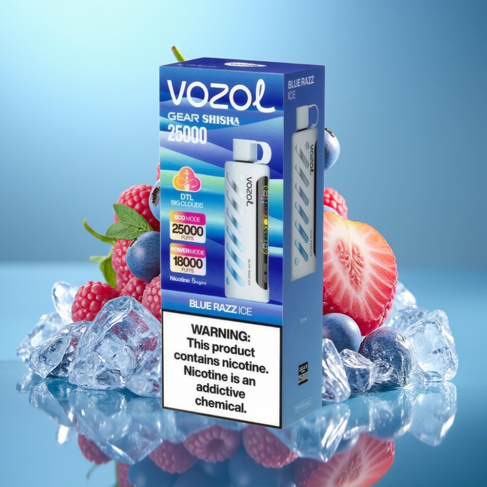 VOZOL Gear Shisha 25000 Puffs Duálne Mrežkové Režimy Modrá Malina Ľad Jednorazové Vape