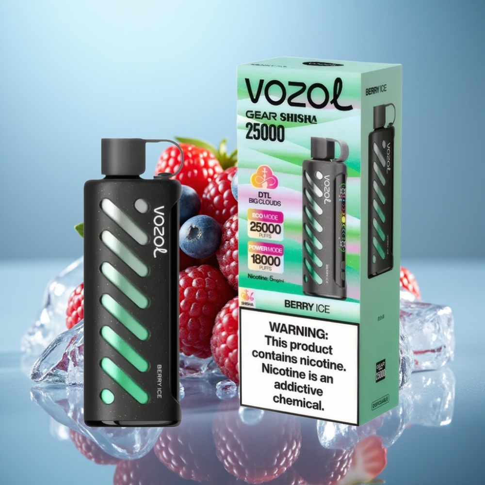 VOZOL Gear Shisha 25000 Puffs Jednorazové Vape Bobuľový ľad a 30 chutí 1000mAh