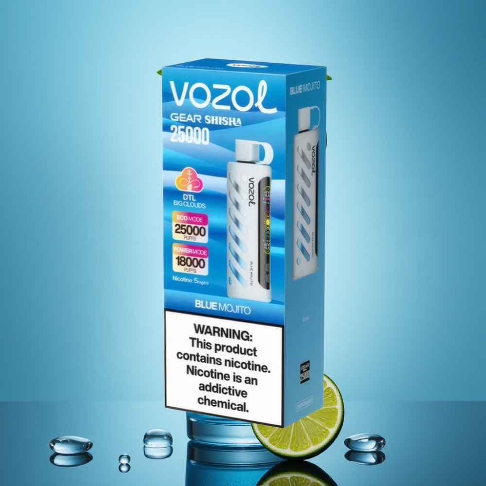 VOZOL Gear Shisha 25000 Puffs Modrá Mojito Dual Mesh VOZOL Gear Shisha 25000 Puffs 30 Príchutí SiLC Tech