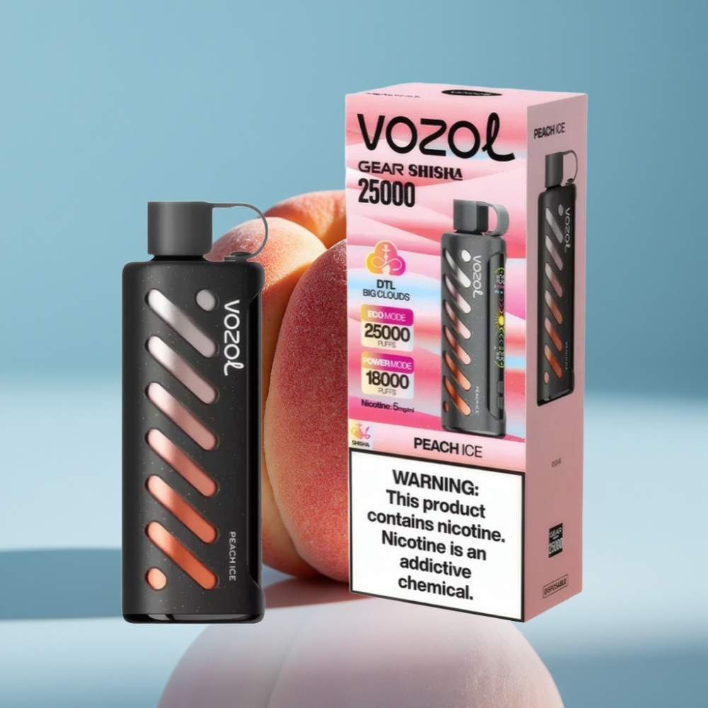 VOZOL Gear Shisha 25000 Pufov Jednorazové Vape Broskyňový ľad a 30 chutí 1000mAh