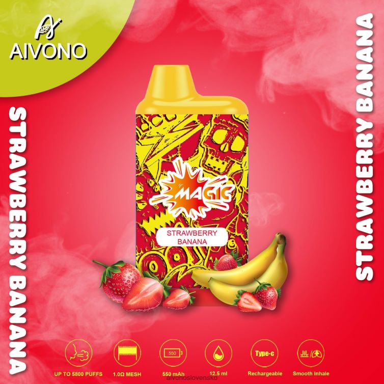 Aivono Vape Slovensko 62L8BJ93 Aivono AIM MAGIC 5800 krabičková cigareta jahodový banán