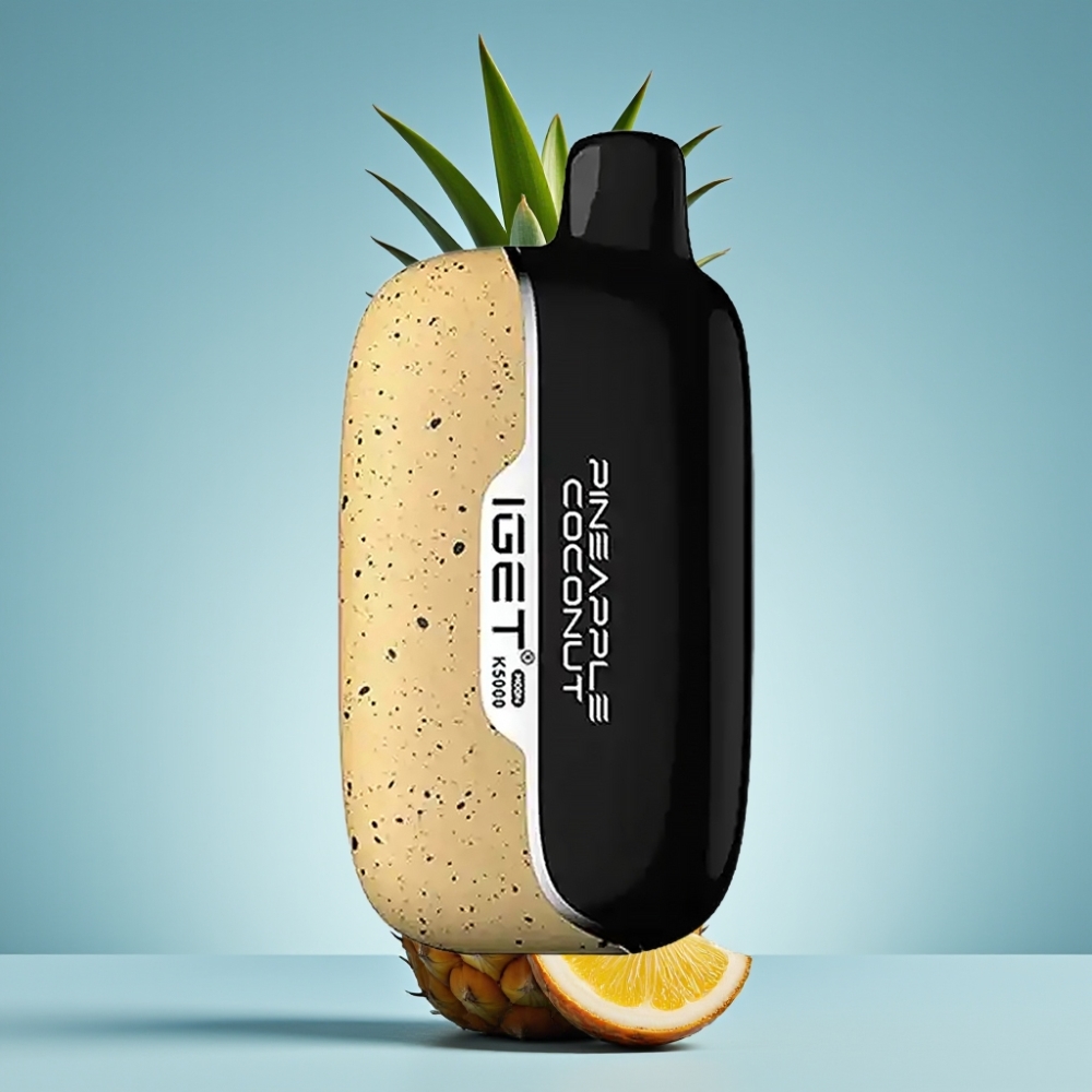 IGET Moon K5000 Puffs Jednorázová E‑fajka Ananás Kokos, 5000 Potiahnutí, 81.5 g